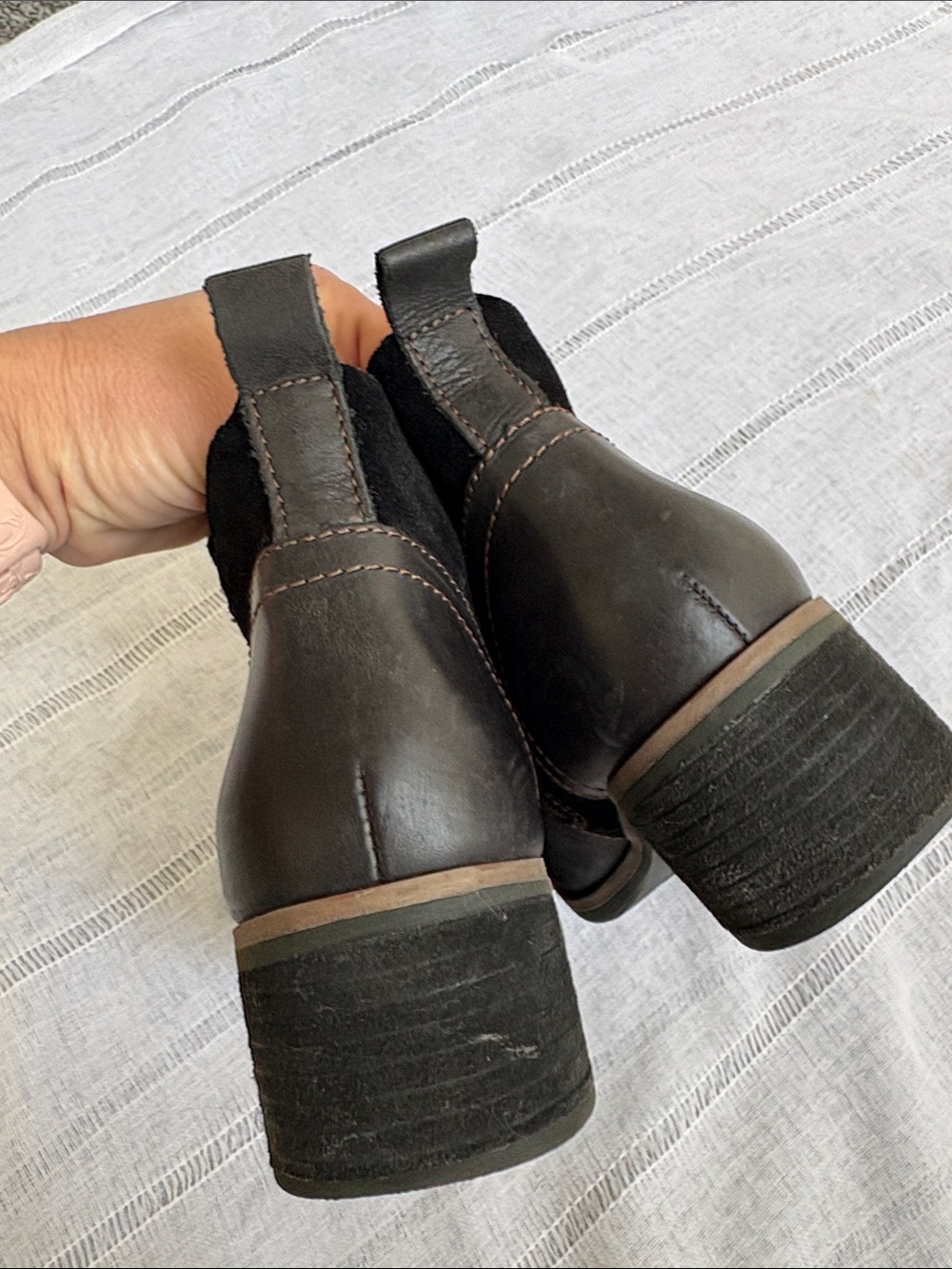 Korks Black Leather and Suede Ankle Booties - Picture 7 of 12
